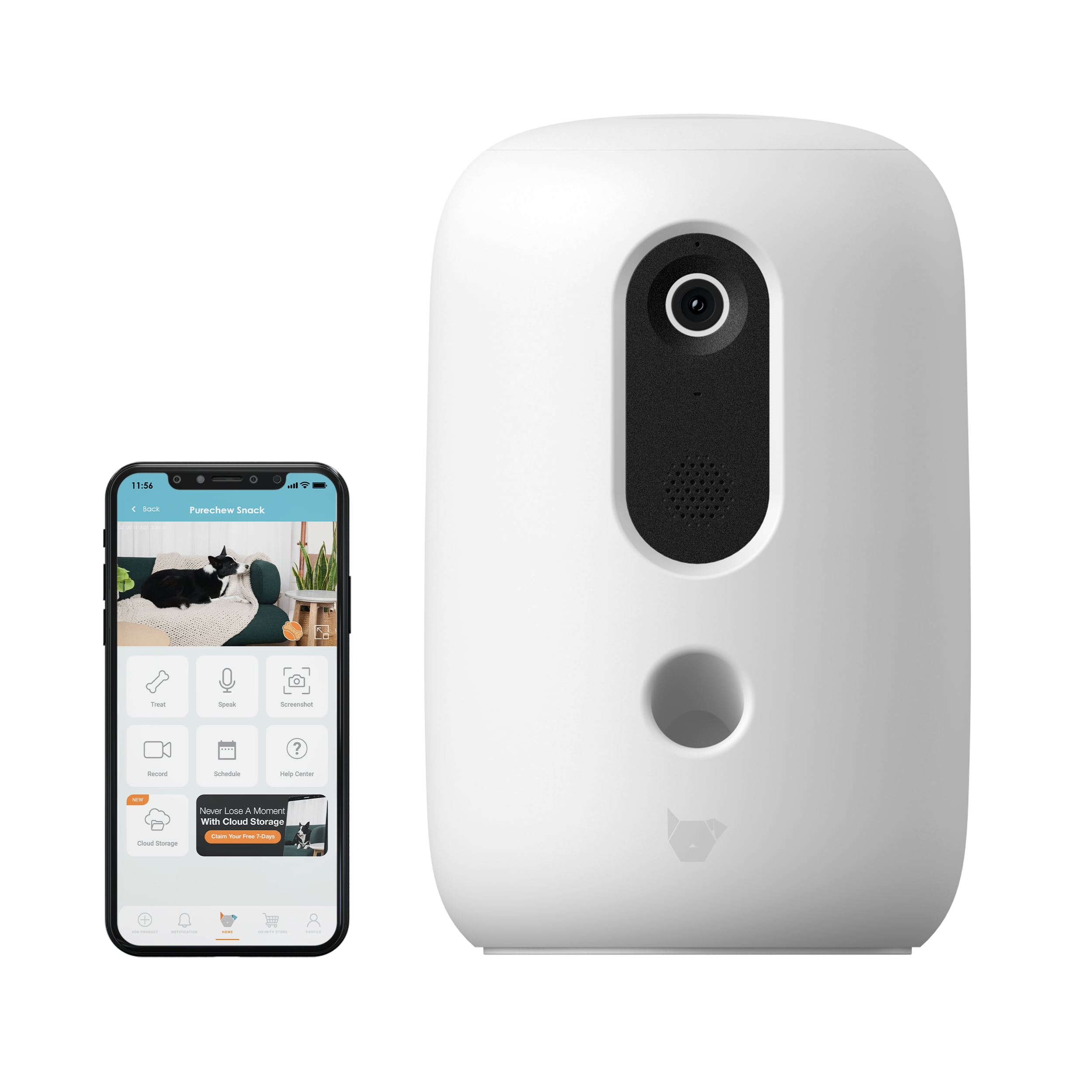 Instachew Purechew Snack App Enabled Automatic Treat Dispenser for Cats and Dogs W/ HD Camera