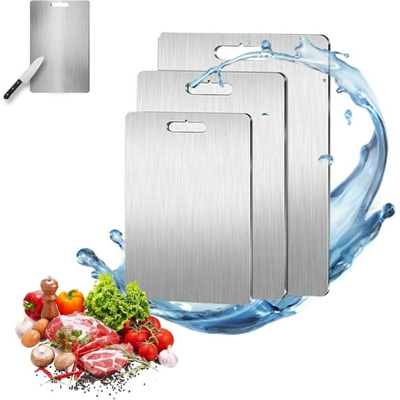 Purecut Titanpro Cutting Board, 100% Pure Cut Titanium Cutting Board, S/M/L, Titanium Cutting Boards for Kitchen Set of 3, Double-Sided Purecut Titanium Pro Cutting Board (M)