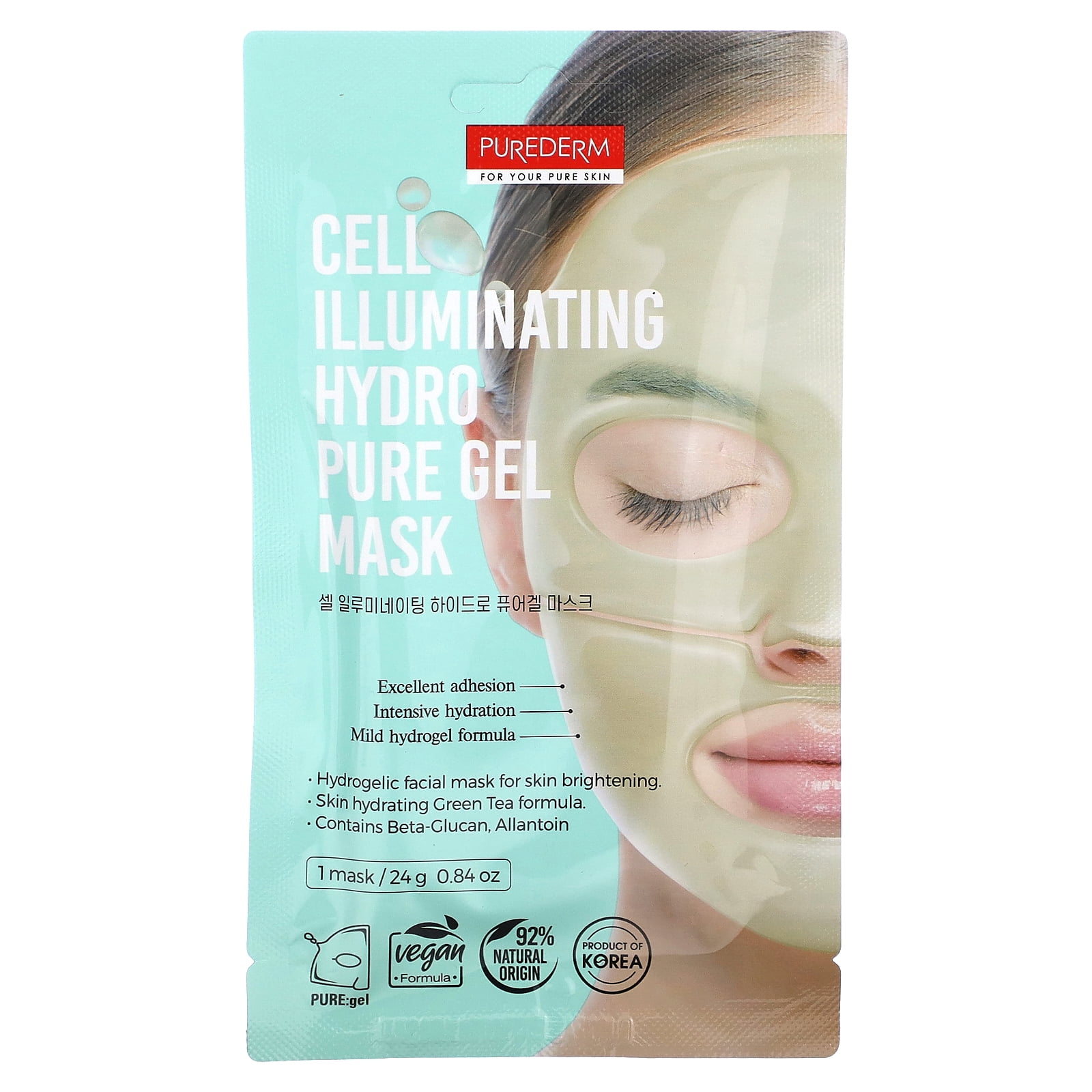 Purederm Cell Illuminating Hydro Pure Gel Beauty Mask, 1 Sheet Mask, 0.84 oz (24 g)