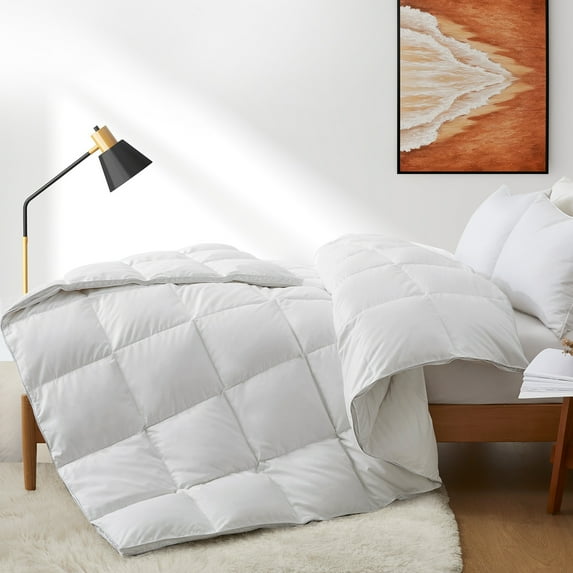 Puredown 800 Fill Power European 90% White Goose Down Heavyweight Comforter Made in Germany with Breathable Soft Cotton Fabric, White, King