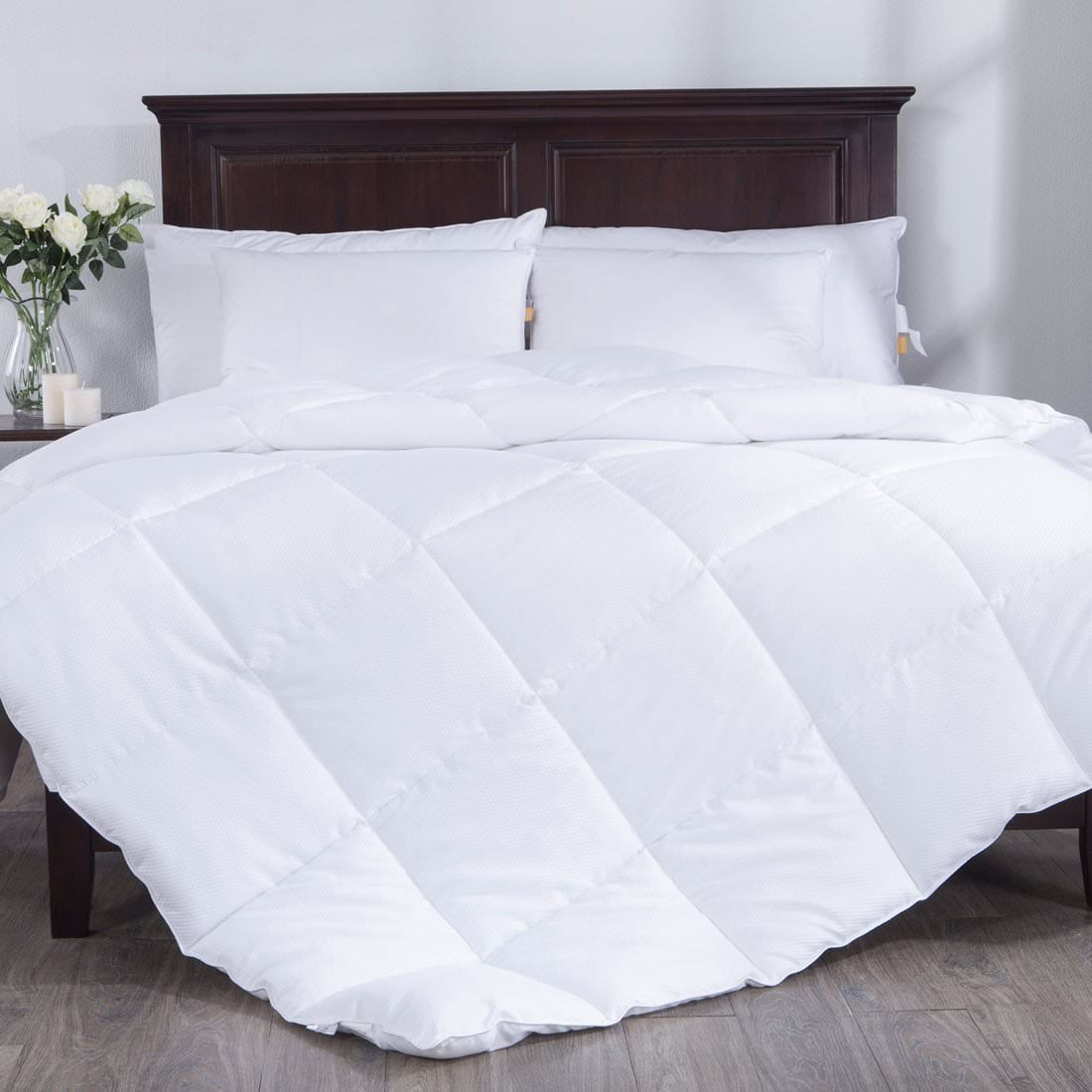 Puredown All Season White Down Alternative Comforter Duvet Insert, Peach Skin Fabric