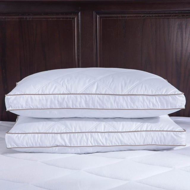 Puredown Goose Feather and Down Pillow, 100 Cotton, Gusset Siding