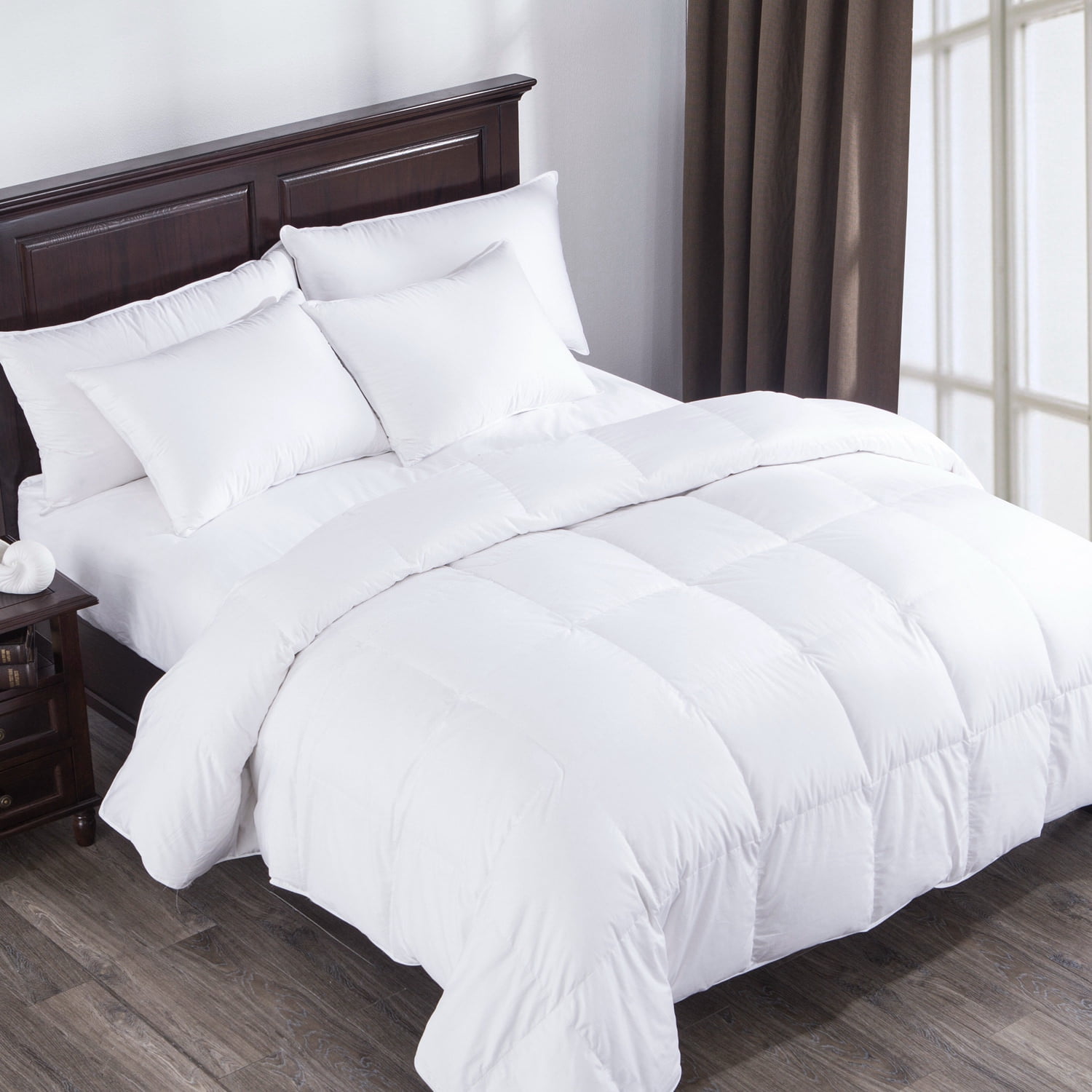 Puredown Heavy Fill White Goose Down Comforter 400 Thread Count 600 Fill Power Egyptian Cotton, Twin Size, White