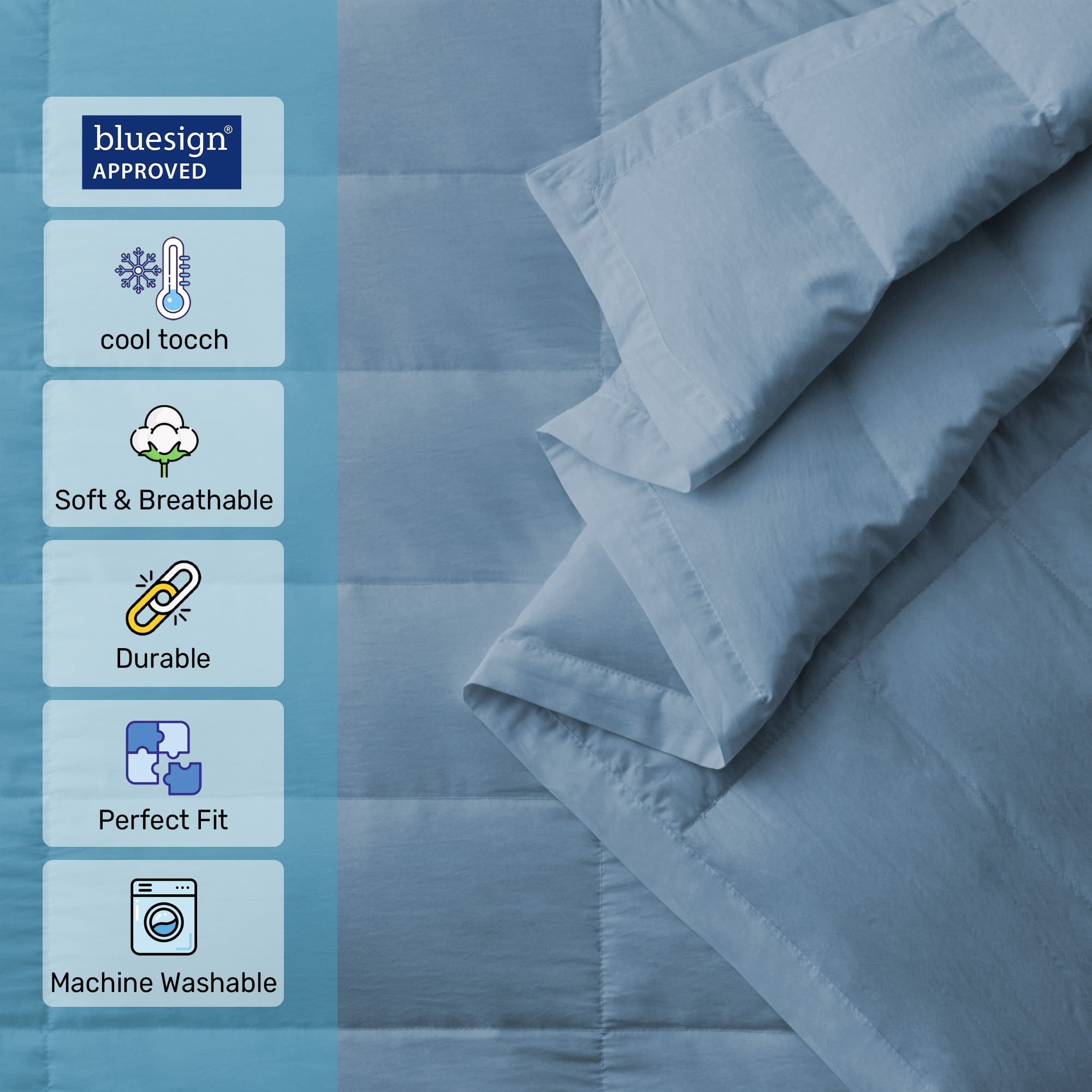 Luxurious Navy Cotton Down Blanket with Satin Trim, 108" x 90"