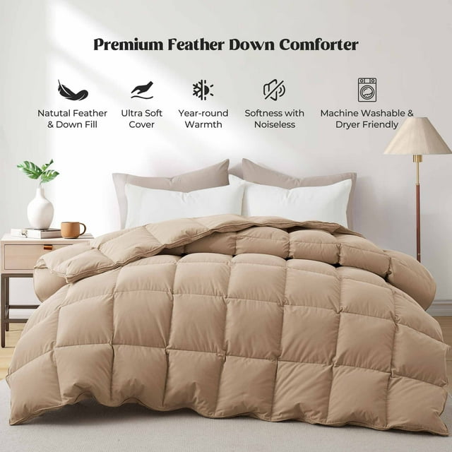 Puredown Medium Weight Goose Feather and Down Comforter, Feather