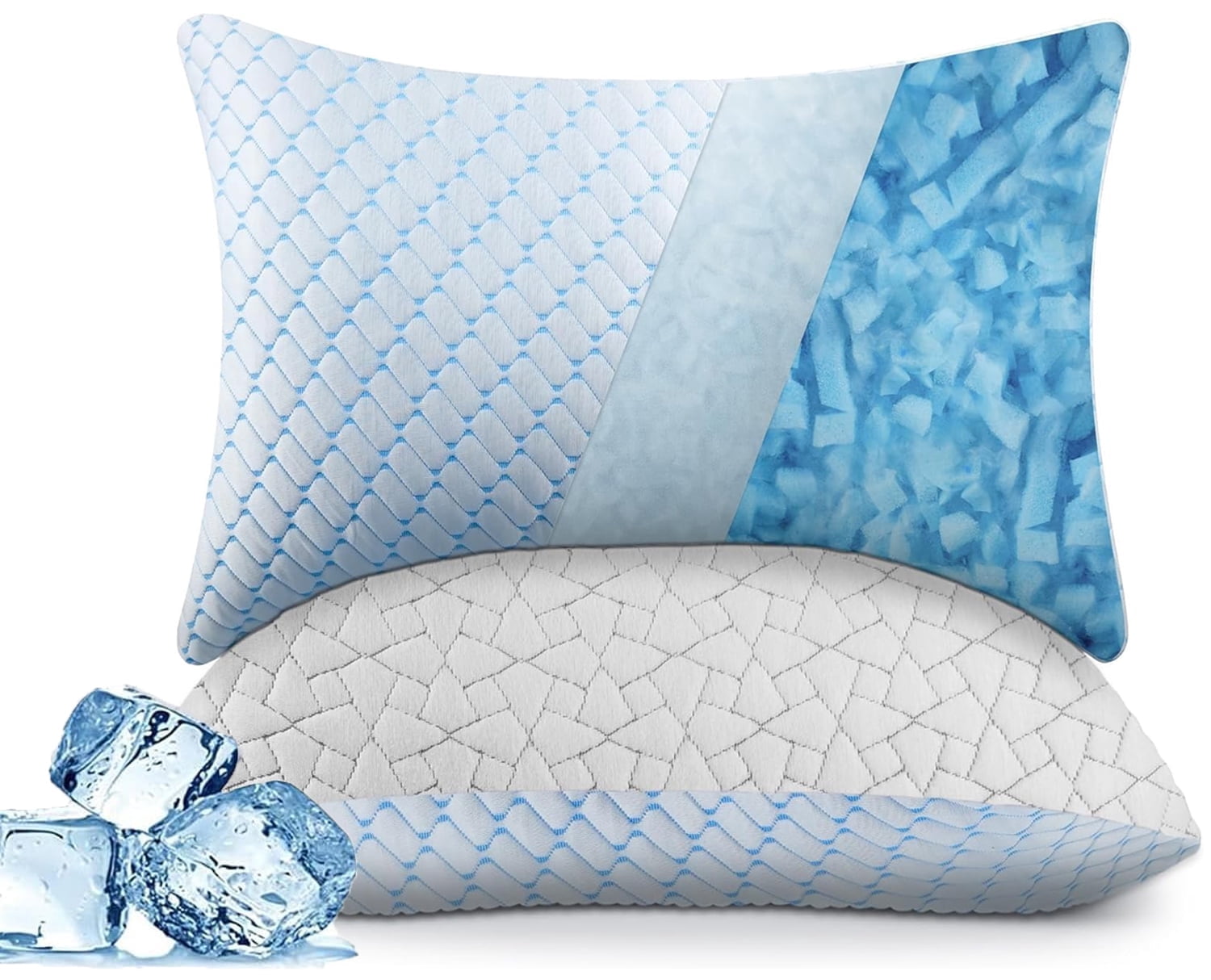 Puredown Memory Foam Pillows King Size Set of 2，Temperature Regulating Reversible Summer Cooling Pillow for Sleeping, 2 pack Adjustable Cube Pillow for Side Sleepers, Back, Stomach, Hot Sleepers - Walmart.com