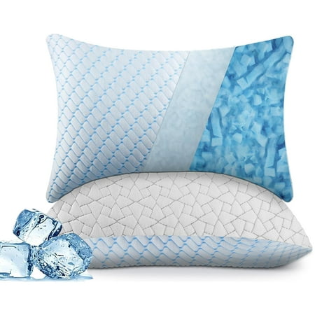 Puredown Memory Foam Pillows Queen Size Set of 2,Temperature Regulating Reversible Summer Cooling Pillow for Sleeping, 2 pack Adjustable Cube Pillow for Side Sleepers, Back, Stomach, Hot Sleepers