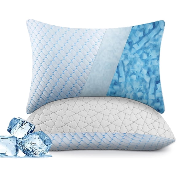 Puredown Memory Foam Pillows Queen Size Set of 2,Temperature Regulating Reversible Summer Cooling Pillow for Sleeping, 2 pack Adjustable Cube Pillow for Side Sleepers, Back, Stomach, Hot Sleepers