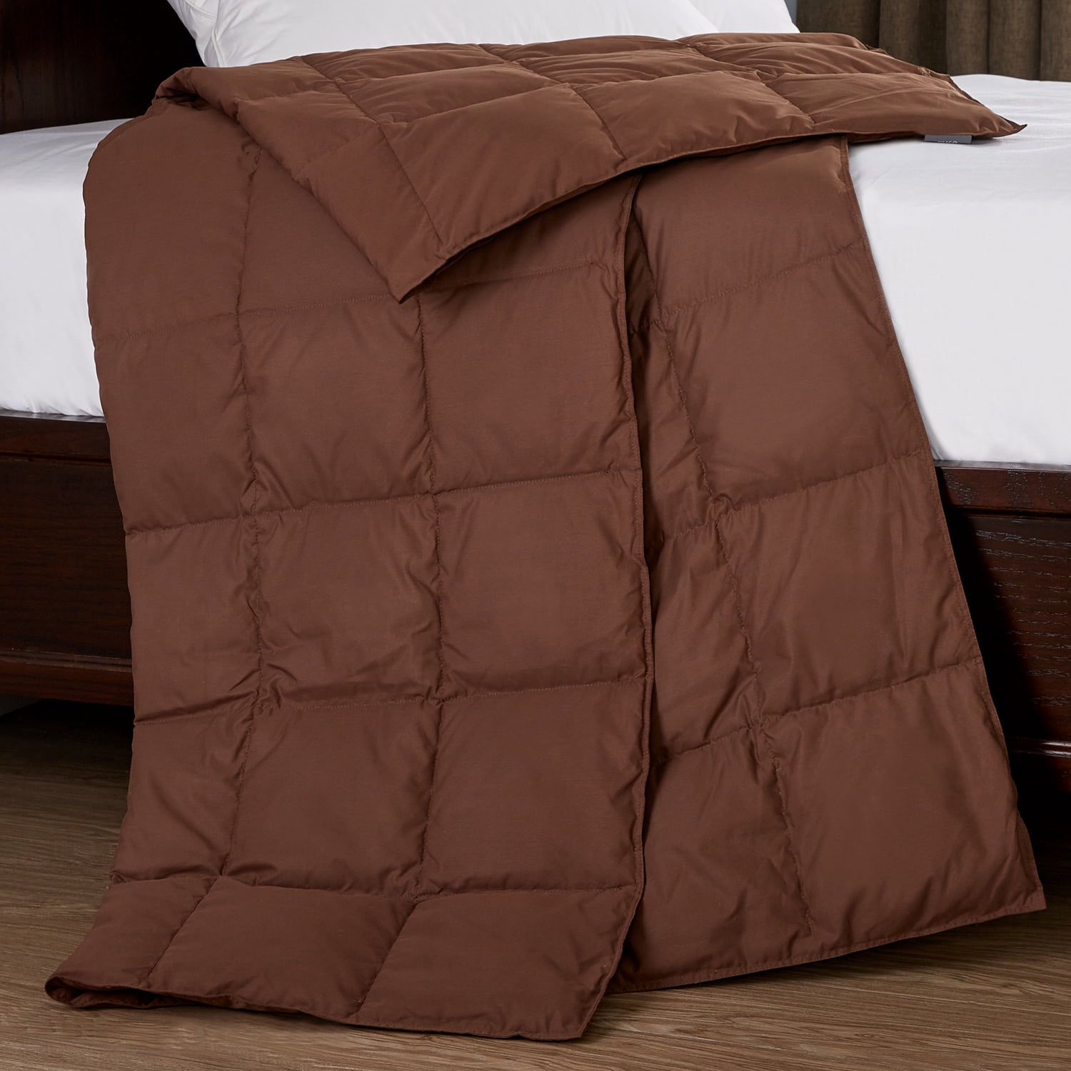 Puredown Packable Down Throw Blanket, Down-proof Fabric, 50x70'', Chocolate
