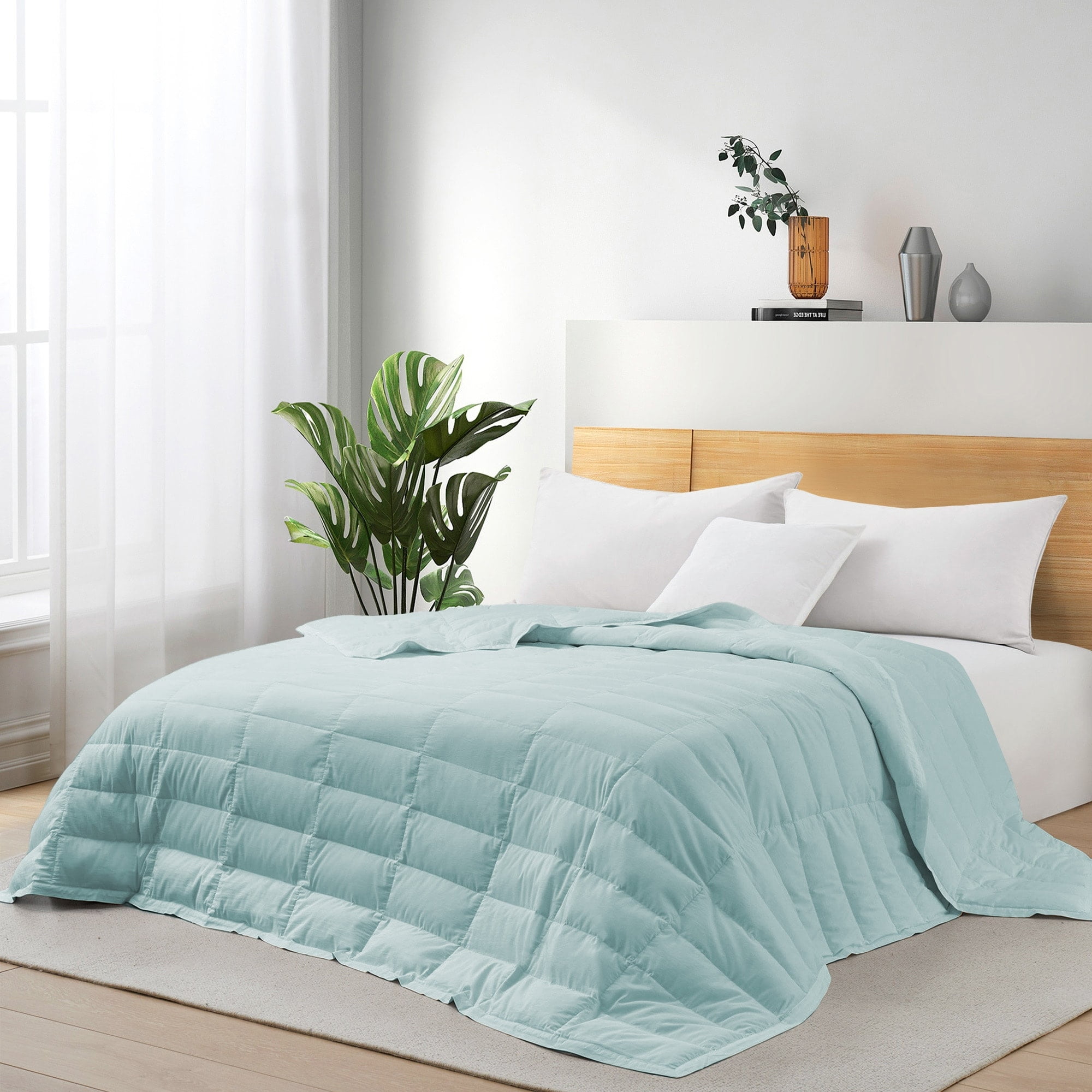 Puredown Ultra Lightweight Tencel & Cotton White Down Blanket Oversize