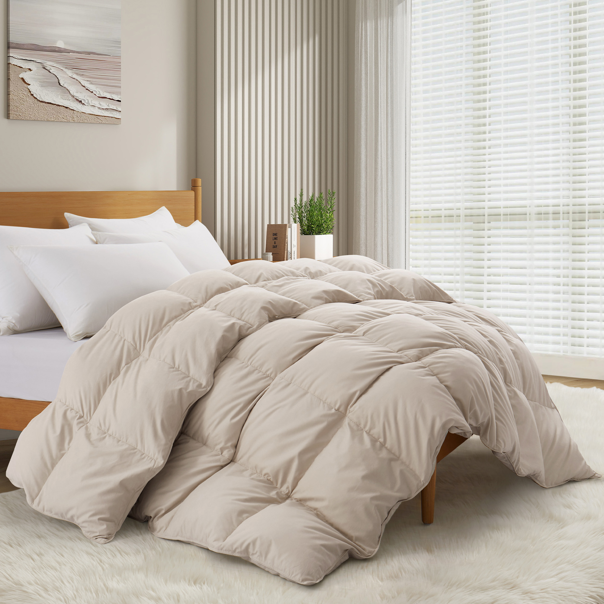 Puredown Winter Down Comforter Heavyweight Quilted Ultra Soft Twin Full