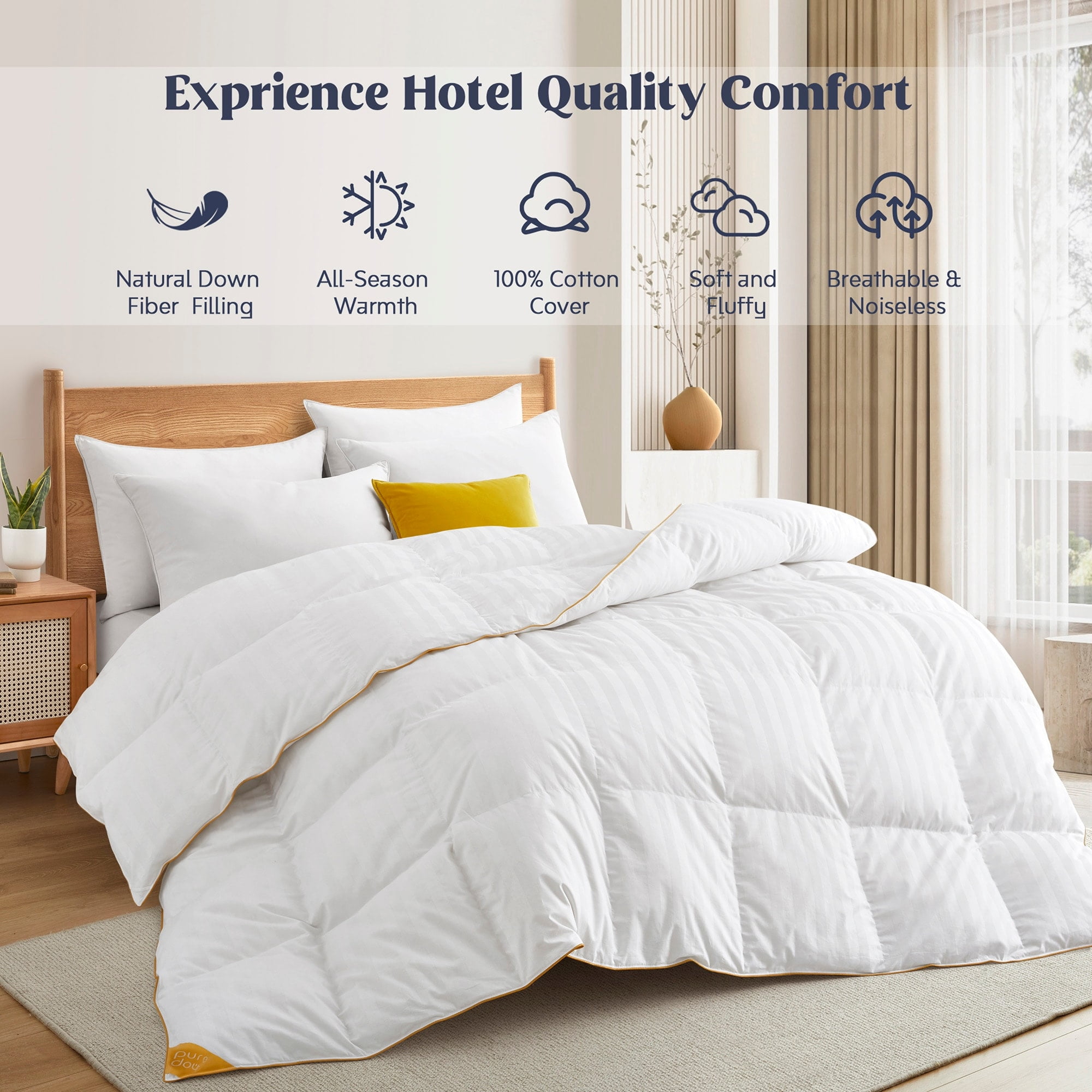 Full White Cotton Down Comforter with 500 Thread Count