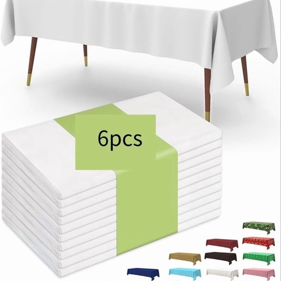 OFEFE Plastic Table Cloth Disposable 10 Pack, 54 x 108 Inch Table Cloths, Party, Picnic, Wedding, Decorative Tablecloths, Rectangle, White Plastic Cover, Leakproof & Sturdy, White