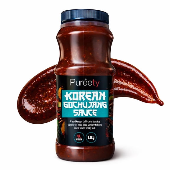 Pureety Korean Gochujang Sauce 1.1kg Sweet & Spicy Korean Chilli Paste Style Sauce No Added MSG, Artificial Colours, Sweeteners or Preservatives For Bibimbap, Korean BBQ & Marinades