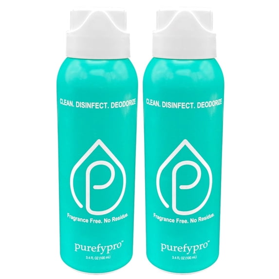 Purefypro Disinfectant Airesol Spray (100ml, 2 Pack) Eliminate 99.9999% Virus and Germs. No Residue. TSA Approved for Travel. No Rinse. Travel Size. Suitable for All Surfaces.