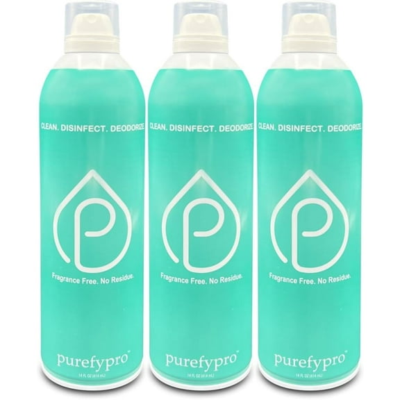 Purefypro Disinfectant Airesol Spray (14oz, 3 Pack) Kills 99.9999% Norovirus, HIV, Hepatitis, Flu, Monkeypox Viruses and MRSA, VRE, Fungi. No Rinse, No Residue. Suitable for All Surfaces.