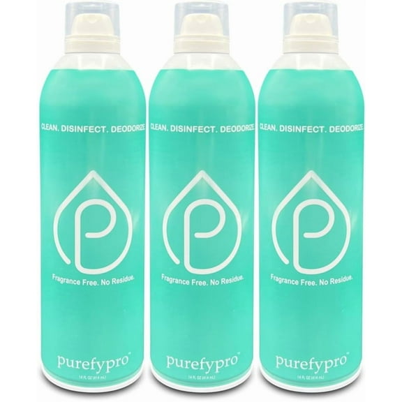 Purefypro Disinfectant Airesol Spray (14oz, 3 Pack) Kills 99.9999% Norovirus, HIV, Hepatitis, Flu, Monkeypox Viruses and MRSA, VRE, Fungi. No Rinse, No Residue. Suitable for All Surfaces.