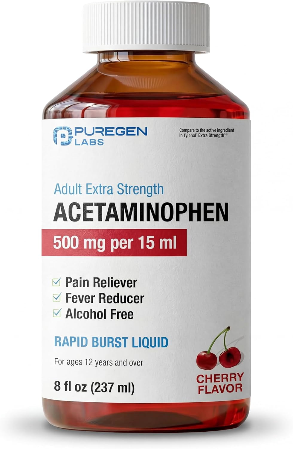 Puregen Labs Adult Extra Strength Acetaminophen Liquid 500mg/15ml - 8 ...