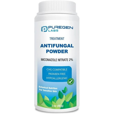 Puregen Labs Antifungal Talc-Free Powder with 2% Miconazole Nitrate for Common Fungal Infections, 3 oz (85g) - 1PK