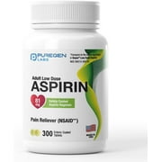 Puregen Labs Aspirin 81 mg Low Dose – 300 Enteric Coated Tablets | Made in USA – 1PK