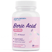 Puregen Labs Boric Acid 600mg Vaginal Suppositories - 30 Count