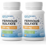 Puregen Labs Ferrous Sulfate 325 mg Tablets 200 Count 2 Pack