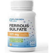 Puregen Labs Ferrous Sulfate 325 mg Tablets 200 Count 1 Pack
