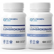 Puregen Labs Lumbrokinase High Potency Supplement, 60 Vegetarian Capsules, 2PK