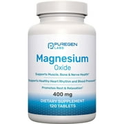 Puregen Labs Magnesium Oxide 400mg [High Potency] 120 Tablets