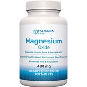 Puregen Labs Magnesium Oxide Supplement 400 mg High Potency 120 Tablets