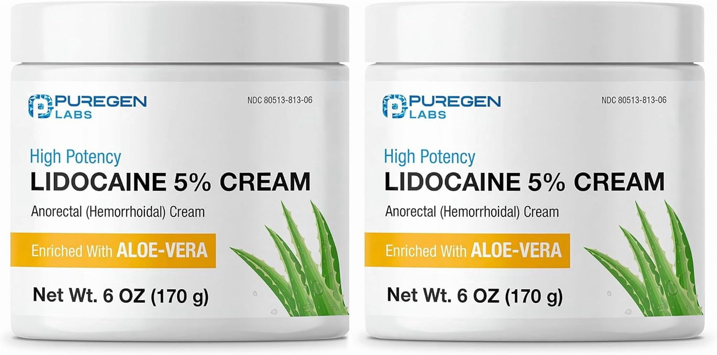 Puregen Labs, Numbing Cream with Aloe Vera, 6 Oz, 2 Count