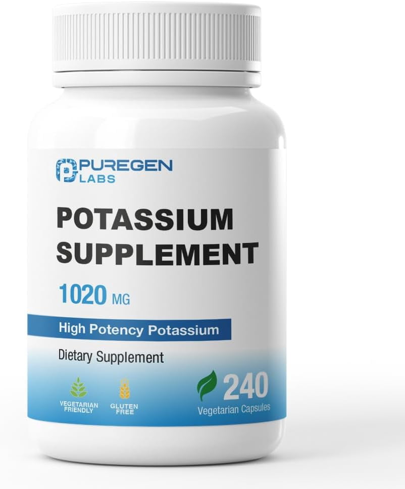 Puregen Labs Potassium Bicarbonate Supplement 1020 mg | Non-GMO | Gluten Free | 240 Vegetarian Capsules - 2PK