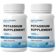 Puregen Labs Potassium Bicarbonate Supplement 1020 mg Vegetarian Non-GMO Gluten Free 240 Capsules 2-Pack