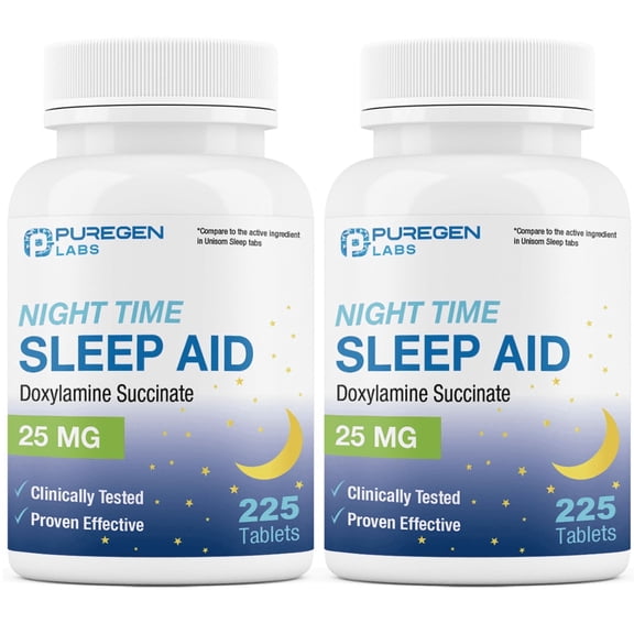 Puregen Labs Sleep Aid Doxylamine Succinate 25mg (225 Tablets) - 2PK