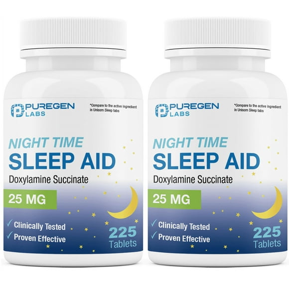 Puregen Labs Sleep Aid Doxylamine Succinate 25mg (225 Tablets) - 2PK
