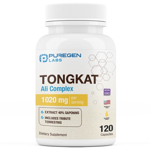 Puregen Labs TONGKAT Ali Complex - Men's Health Support with 20mg Tribulus Terrestris  1020 mg per Serving  120 Capsules  1PK