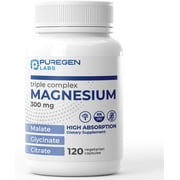 Puregen Labs Triple Magnesium Complex, High Absorption, 120 Veg Capsules, 1PK