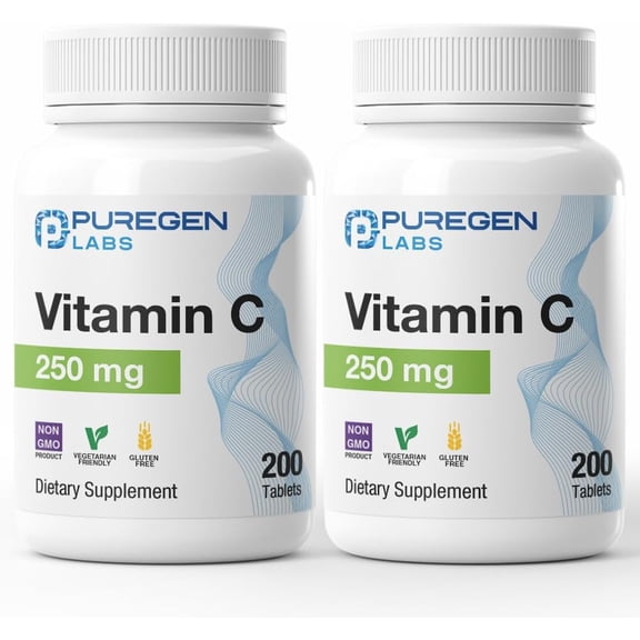 Puregen Labs Vitamin C 250mg, 200 Tablets - 2PK