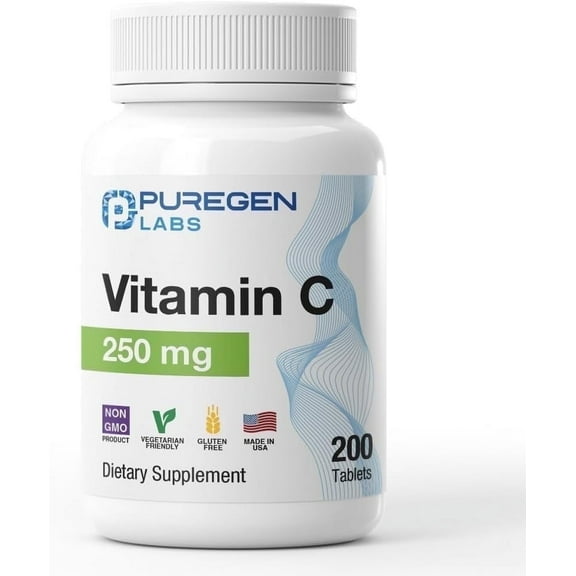 Puregen Labs Vitamin C 250mg, 200 Tablets