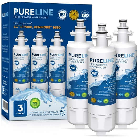 Pureline 9690 & LT700P Water Filter Replacement. Compatible with Kenmore Elite 9690, LG LT700P, LG ADQ36006101, LG LMXS27626s, LFXS29766s 46-9690 & HDX FML-3. Advanced Filtration Technology. (