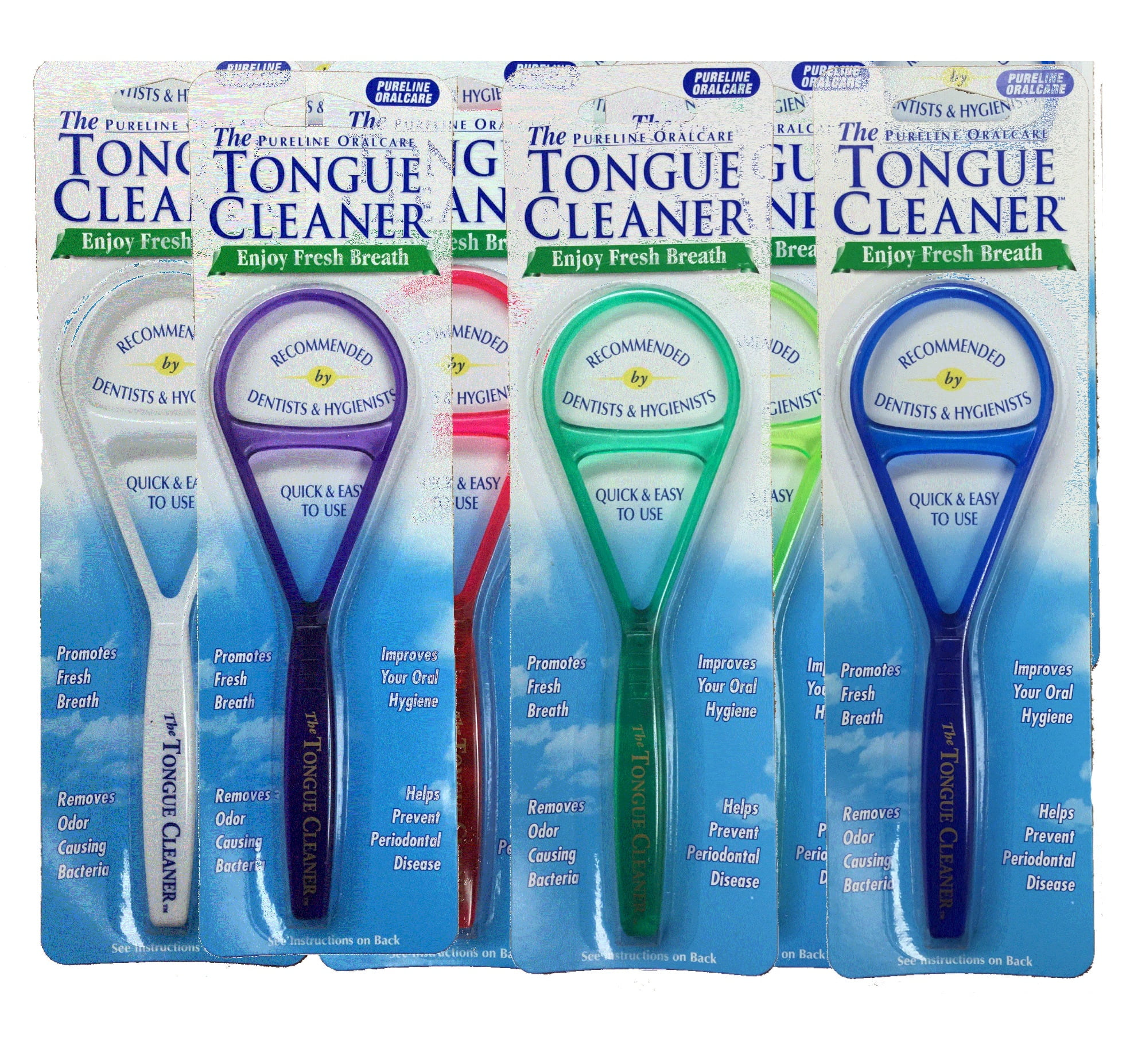 Pureline Oralcare Tongue Cleaner Scraper Colors May Vary Bulk Pack of 6