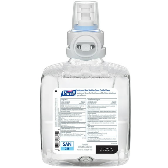 PURELL 7851-02 1200 ml Fragrance-Free Advanced Hand Sanitizer Green Certified Foam Refill for CS8 Dispensers (2/Carton)