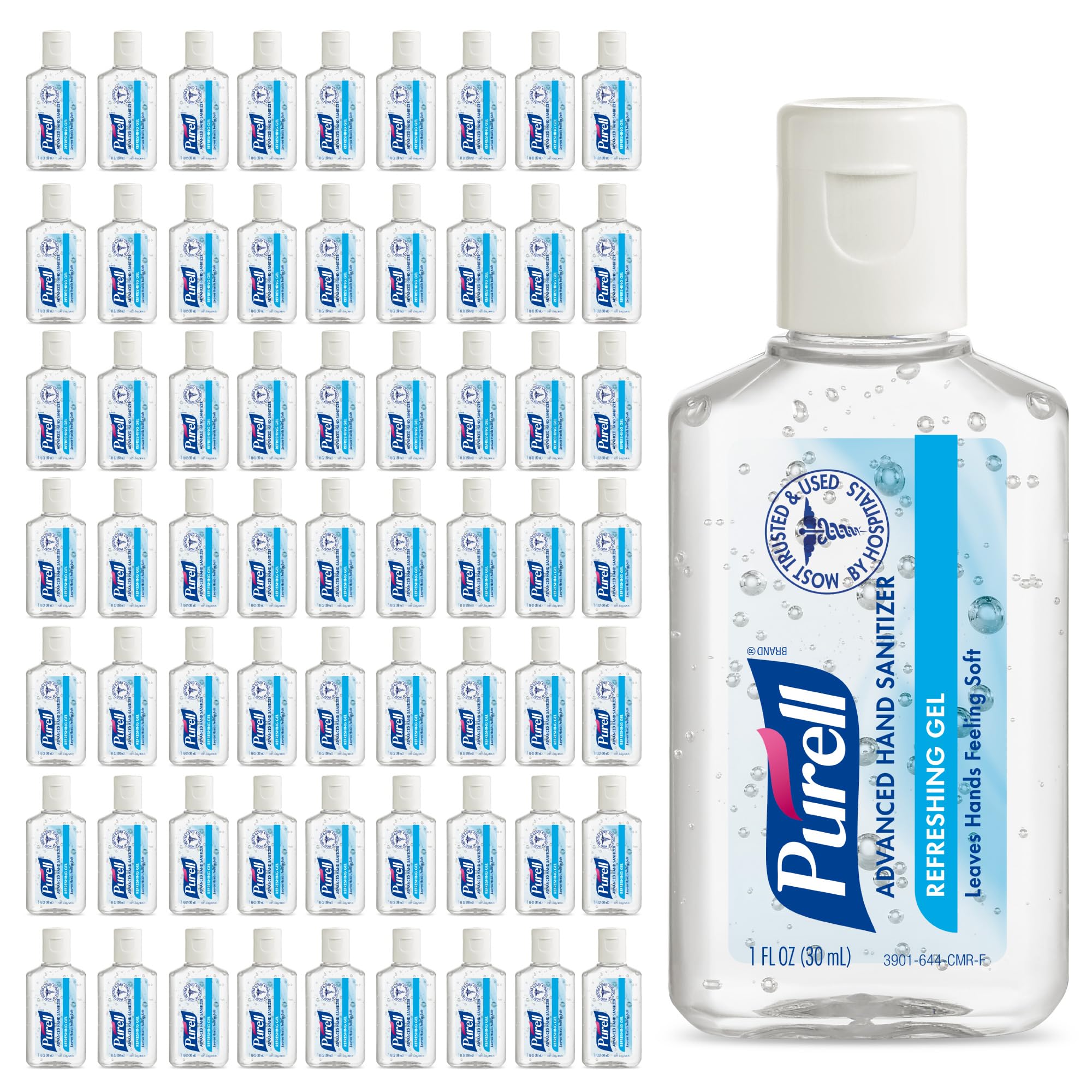 Purell Advanced Gel Hand Sanitizer, 1 Oz Flip Cap Bottle, Clean, 72/Carton