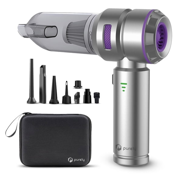 Purely C220 3 in 1 Compressed Air Duster, Mini Vacuum Cleaner & Hand Pump, 90000 RPM Electric air Duster for Keyboard Cleaner, Handheld Rechargeable Cordless Vacuum Brushless 100W High Power Motor