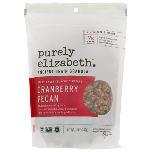 Purely Elizabeth Ancient Grain Granola, Cranberry Pecan, 12 Oz, Pack of 6