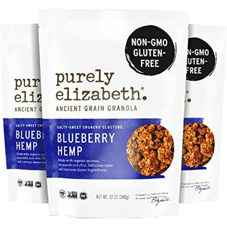 Purely Elizabeth, Blueberry Hemp, Ancient Grain Granola, Vegan, Gluten-Free, Non-Gmo, 12Oz (Pack Of 3)