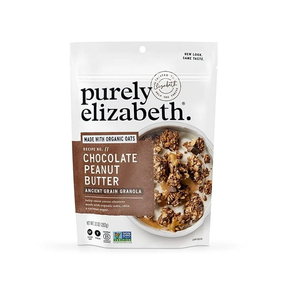 Purely Elizabeth, Chocolate Peanut Butter, Ancient AIS1 Grain Granola, Gluten-Free, Non-GMO (10oz Bag)