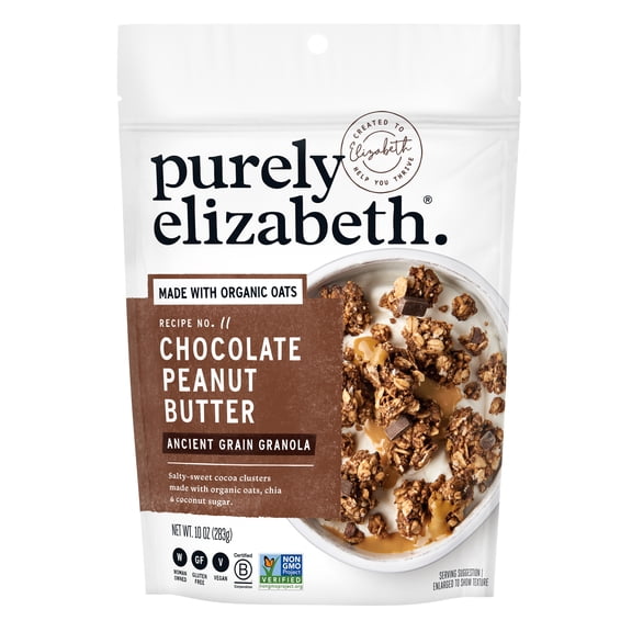 Purely Elizabeth Chocolate Peanut Butter Ancient Grain Granola, 10 oz Bag