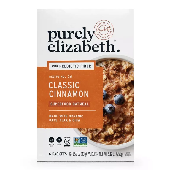 Purely Elizabeth Classic Cinnamon Oatmeal Packets - 6ct / 9.12oz