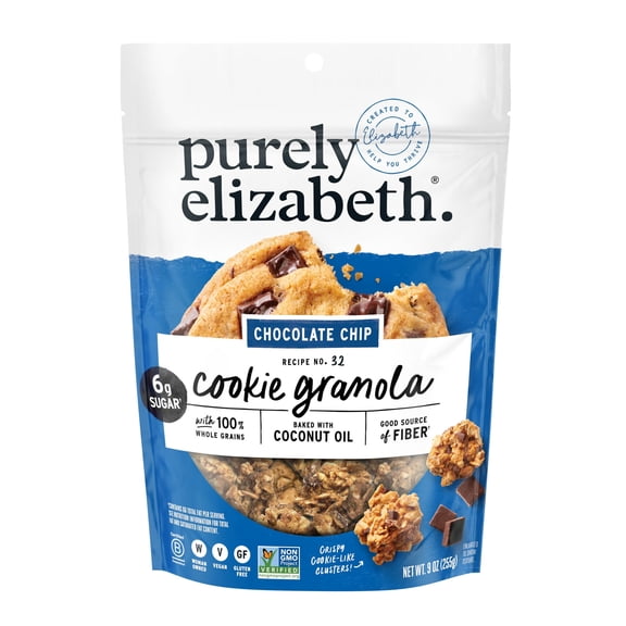 Purely Elizabeth Cookie Granola, Chocolate Chip, Gluten-Free, 9 oz Bag pack of 2